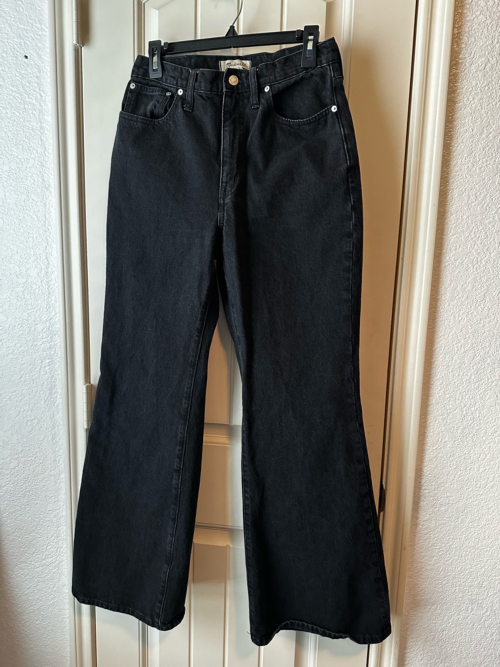 Madewell Women’s Baggy Flare Black Wide-Leg Jeans size 28